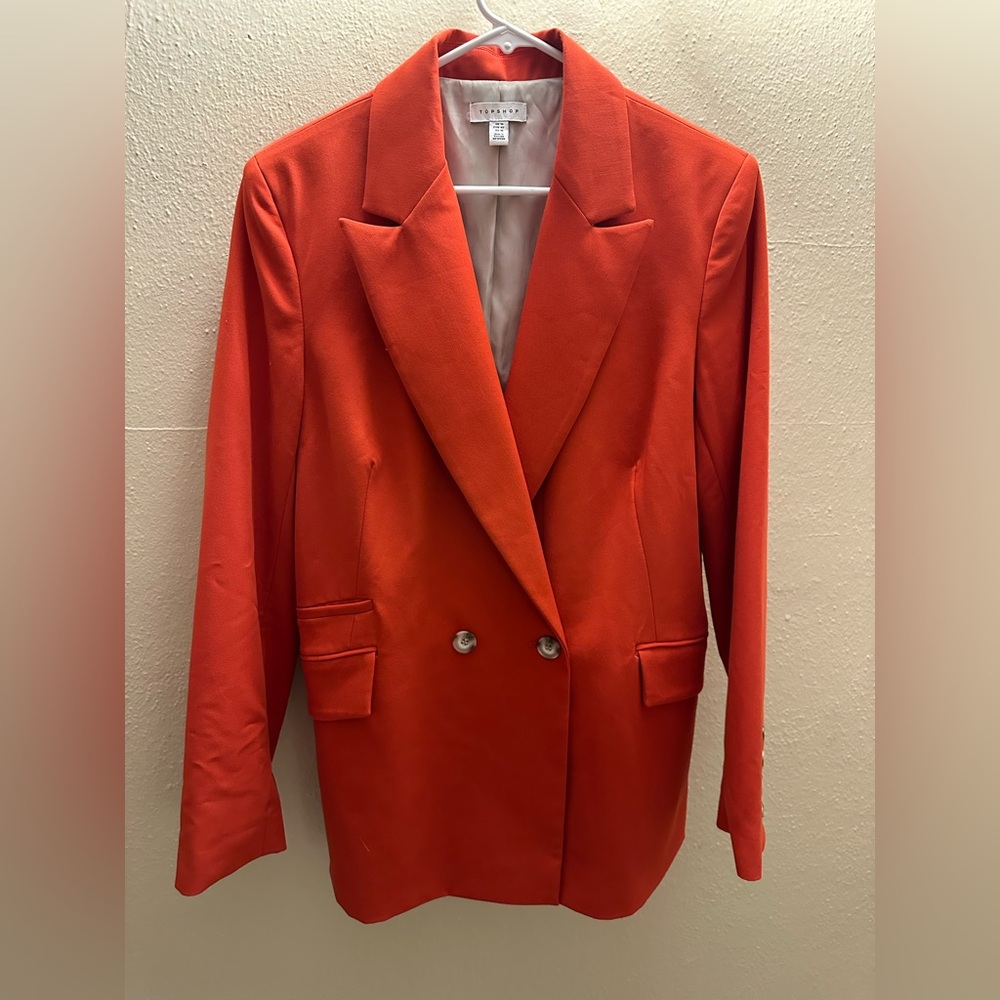 Topshop Bold Coral Red/Orange Blazer